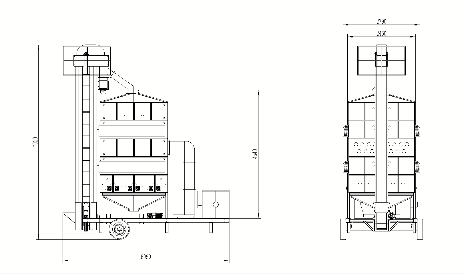 5HP-10移动式谷物干燥机尺寸图